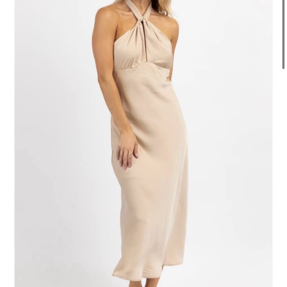 Elegant Champagne Midi Dress